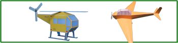 Ein Hubschrauber und ein Flugzeug