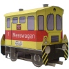 kleiner Gleismesswagen, gelb-rot, zweiachsig