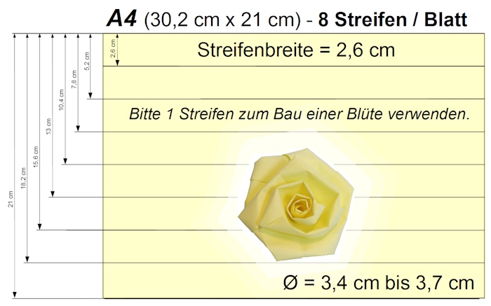 8 Streifen => 2,6 cm