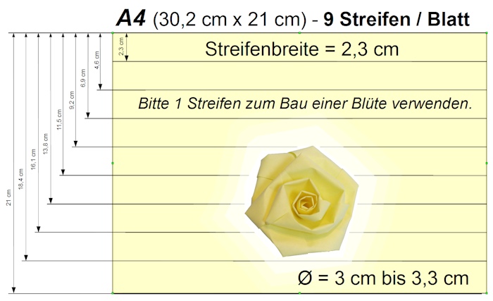 9 Streifen => 2,3 cm