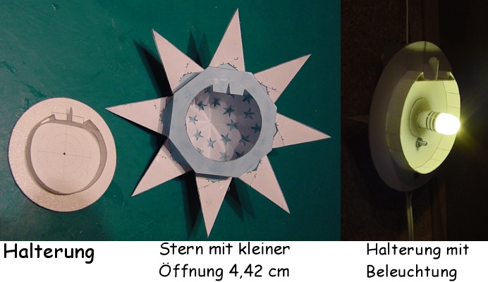 Halterung, Stern, Halterung mit LED